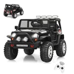 GOPLUS 12 V Voiture Electrique Enfant 2 Places avec Télécommande 2,4 G,Quad 4x4 Electrique Enfants avec LED, Musique Klaxon, MP3, 2 Vitesses 1,6-8 km/h,Charge 50KG, pour Enfant 3 Ans+ (Noir)