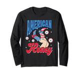 American Honey Boots USA Flag 4th Of July Patriotic Cowgirl Long Sleeve T-Shirt