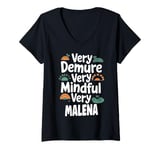 Womens MALENA Personalized Very Demure Very Mindful MALENA Name V-Neck T-Shirt