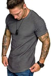 COOFANDY T-Shirts Hommes T-Shirt d'extérieur Sportswear T-Shirt de Mode O Cou Chemises pour Hommes Slim Fit Stretch Tee Gris L