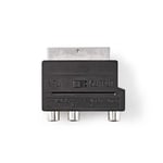 Nedis SCART-adapter | SCART Hane | S-Video Female / 3x RCA Hona | Nickelplaterad | Omkopplingsbar | ABS | Svart | 1 st. | Låda