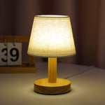 AGI - Veilleuse de chevet en bois à led avec abat jour en lin pour chambre à coucher, salon