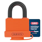 ABUS 70AL/45 Solid Aluminium Padlock - Weatherproof - with Protective Cap and Plastic Coating - ABUS Security Level 5 - Orange