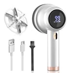 Yoolly Fabric Shaver, Portable Bobble Remover with LED Digital Display, 2 Blades, Cleaning Brush & Adjustable 3 Speeds, Debobbler Clothes Shaver for Clothes Quick and Effective (White)