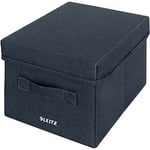 Leitz Fabric Storage Box 6146 With Lid Small Grey Fabric 6.9 Litre 190 x 285 x 160 mm Pack of 2