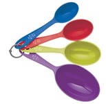 Colourworks 4 Piece Measuring Cup Set, Multi-Coloured Plastic Rainbow Scoops/Spoons Kitchen Utensils, Accessories for Cooking and Baking, Brights