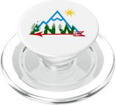 Pacific Northwest PNW Pine Trees Mountains Arrow Sun Cadeau PopSockets PopGrip pour MagSafe