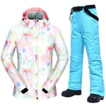 SJIUH ski suit,New Ski Suit Women -30℃ Female Thermal Windproof Waterproof Snow Jacket And Pants Skiing And Snowboarding Suits Brands,XSC And Light blue,S