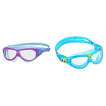 Zoggs Phantom Junior Swimming Goggles, UV Protection Swim Goggles, Swimming Goggles kids 6-14 years, Clear, Purple/Blue & Aquasphere Seal Kid 2 Swimming Goggles Aqua - Clear Lens