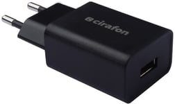 Cirafon Wall Charger 1xusb 230v 5v 2.4a Black Sort