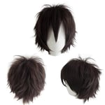 Dcbaboo Perruque Marron Foncé Courte Femme Perruque Homme Courte Perruque Cosplay Anime Wig Perruque avec Franges Cheveux Synthétique Raides Perruque Pour Déguisement Halloween Carnaval Costume Fête