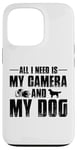 Coque pour iPhone 13 Pro Tout ce dont j'ai besoin, c'est de mon appareil photo et de mon chien, maman, papa, garçons et filles