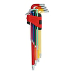 KS Tools Jeu de clés Allen Torx avec code couleur, extra longues, 9 pièces.