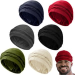 6 stycken turban för män Halo Turban Durag Satin Silk Lined 6PCS 1