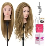 Neverland Tete a Coiffer Professionnel, 28" Tête à coiffer 60% Vrai Cheveux Humains Mannequin Tête Formation Coiffure avec Support + Ensemble de Tresse