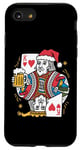 Coque pour iPhone SE (2020) / 7 / 8 King Of Hearts With Beer Jeu de cartes vintage pour amateur de bière