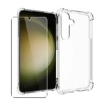 Case for Samsung Galaxy S24 Gel Clear Cover + Glass Screen Protector