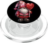 Funny Valentines Gnome Dad Graphic With Red Heart Lollipops PopSockets PopGrip for MagSafe