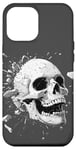 Coque pour iPhone 12 Pro Max Tête de mort éclatée moderne, hard rock, noir et blanc, fun