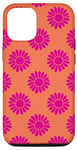 iPhone 13 Pro Pink and Orange Daisy Pattern Cute Aesthetic Retro 70s 80s Case