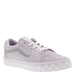 Baskets basses fille Vans en cuir nubuck lilas à lacets plats