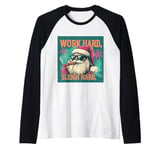 Funny Santa Work Hard Sleigh Hard Sleigher Christmas Cigar Raglan Baseball Tee