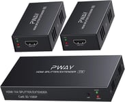 Pw-Hts0102(Poc) 1X2 Hdmi Extender Splitter Ultra Hd 1080P Sur Câble Support Edid Jusqu'À 50M/165Ft Cat6 Télécommande¿1 In 2 Out¿