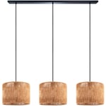 Paco Home - Suspension Table à Manger Osier Boho Lampe Suspendue E27 Rotin Lampe à suspension - Noir, Nature (Ø27cm)
