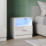 Sonni - led Commode Blanc Laqué Meuble de Chambre 450x350x465mm