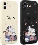 2 Pi Ces Coque Pour Iphone 12 6,1 Pouces, Tui De Protection Avec Aesthetic Design Motif, Antichoc Silicone Tpu Anti-Rayures Housse Etui Bumper Cover Pour Iphone 12, Chat 03