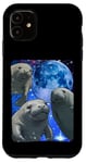 Coque pour iPhone 11 3 Lamantins Moon Sea Cow Lover Funny Chubby Mermaid