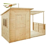 Soulet - Maisonnette en bois avec pergola pour enfants - Santa Barbara - Marron