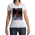 T-Shirt Femme Col V Michael Jordan Poster Dunk Chicago Bulls New York