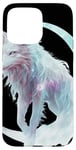 Coque pour iPhone 15 Pro Max Loup Blanc Mystique Avec Croissant de Lune