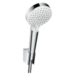 hansgrohe Crometta - shower set, shower head with shower head holder and shower hose 1,60m, hand shower with 2 sprays, white/chrome