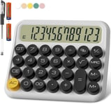 Calculatrice mécanique 12 Chiffres, écran LCD Extra Large de 5 Pouces, Calculatrice de Bureau à Piles, Gros Boutons faciles à Presser, écran inclinable à 15° pour Les Enfants