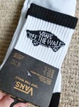 VANS Mens 42-47 UK 8.5-12 White / Black Cushioned Ankle SOCKS "OFF THE WALL"
