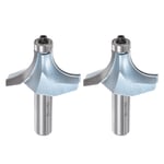 2pcs Roundover Router Bit 1/2 Shank 3/4" Radius Tungsten Steel Tip Light Blue