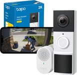 Tapo Wireless Doorbell Camera, 2K 3MP Battery-Powered Video Doorbell, 160° Ultra