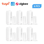 Tuya Smart Zigbee 3.0 Capteur d'ouverture et de fermeture,détecteur de porte,application Smartlife,contrôle,notification,compatible avec Alexa,Google Home,2-8 pièces - Type 6PCS