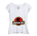 T-Shirt Femme Col Echancré Game Of Geek Jurassic Pac Jurassic Parc Pac Man Humour