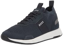 BOSS Homme Baskets de Course en Maille mélangée, Sky Captain Navy, 40 EU