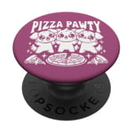 Pizza Party Pizza Pawty Three Dogs Funny Pun amoureux des chiens PopSockets PopGrip Adhésif