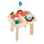 Janod- Dino Table Dinosaure-8 Activités Premier Age d'Éveil-Développe la Motricité Fine et la Dextérité-Jouet en Bois FSC-Dès 12 Mois, J05825, Multicolore, Medium