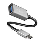 KabelDirekt – Adaptateur OTG – 0,15m – (USB A 3.0 sur connecteur USB C, Convient pour de disques durs, lecteurs de Cartes, clés de mémoire, Souris, claviers, Noir/Space Grey) – Pro Series