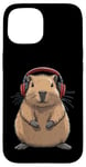 iPhone 15 Capybara Wearing Headphones Music Case