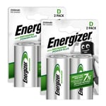 4 X Piles Rechargeables D Energizer Recharge NiMH 2500mAh LR20