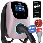 Tera Chargeur EV Smart APP: 32 A type 2 22 kW Station de charge 400 V CE & TÜV Wallbox 7 m Câble de charge avec support de chargeur Contrôle application Prise CEE 3 phases pour tous les Poudre Mate