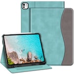 FINTIE Coque pour iPad Pro 13 Pouces 2024 M4 - [Rangement de Stylet] Housse Multipositions avec Poche de Document, Etui Folio Veille/Réveil Automatique, Turquoise