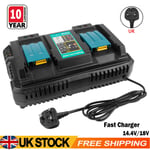 For Makita DC18RD 18v Li-Ion Twin Double Rapid Battery Charger 240V Dual port UK